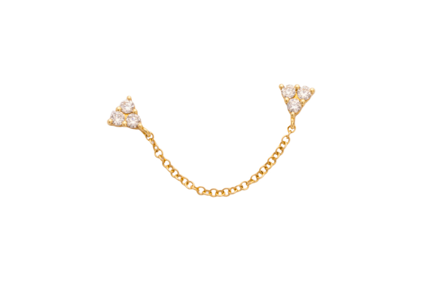 Diamond & Gold Triangle Chain Earring