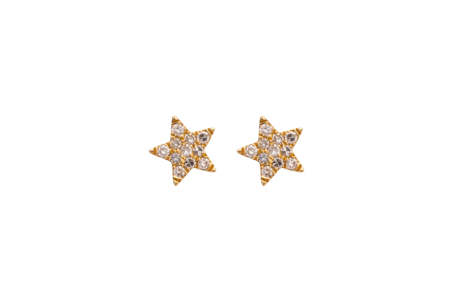 Diamond & Gold Star Stud Earrings