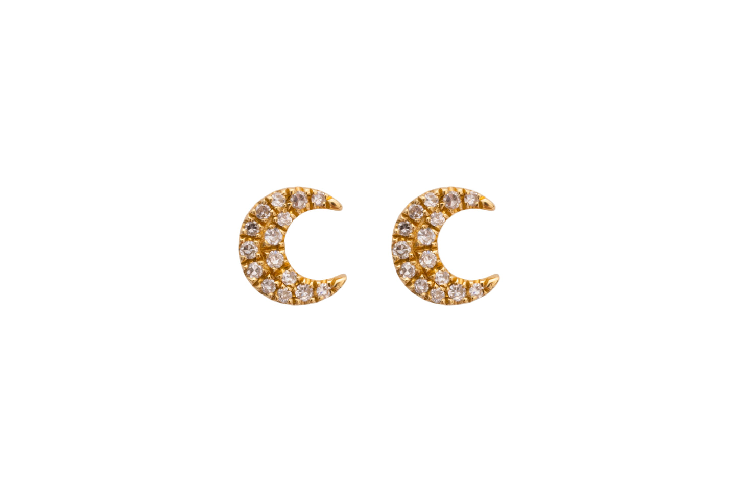 Diamond Crescent Moon Stud Earrings