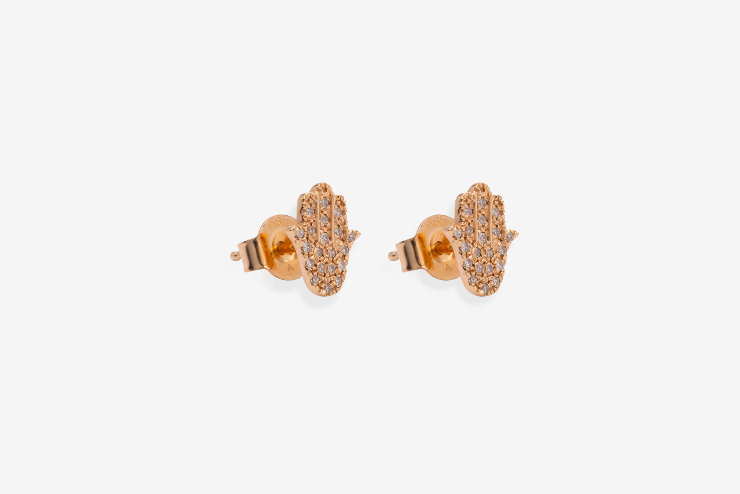 Diamond & Rose Gold Hamsa Stud Earrings
