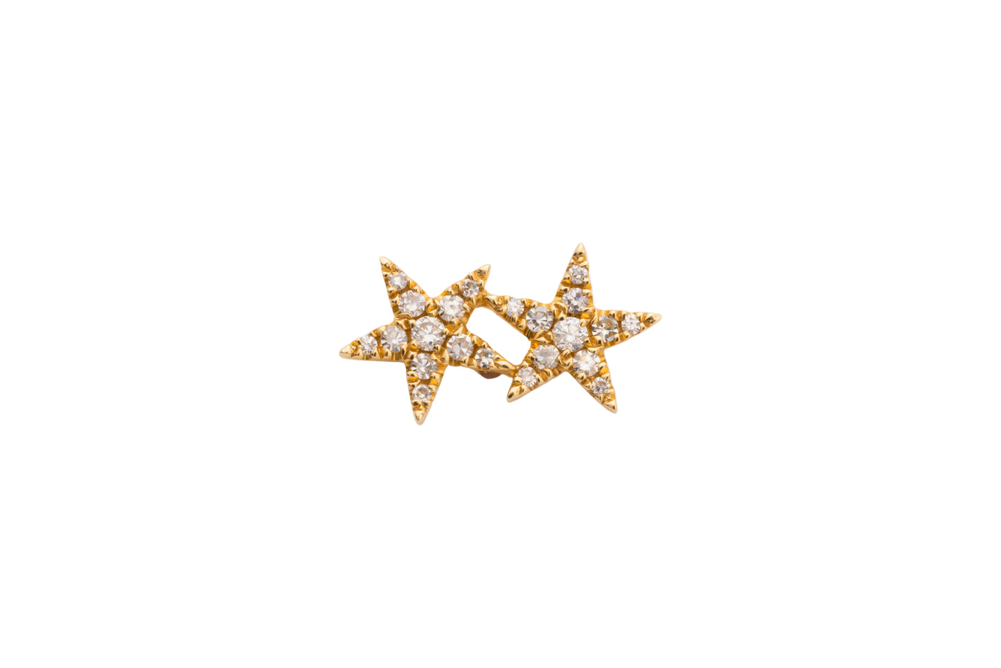 Diamond & Gold Double Star Stud Earrings