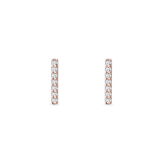 Diamond & Gold Bar Stud Earrings