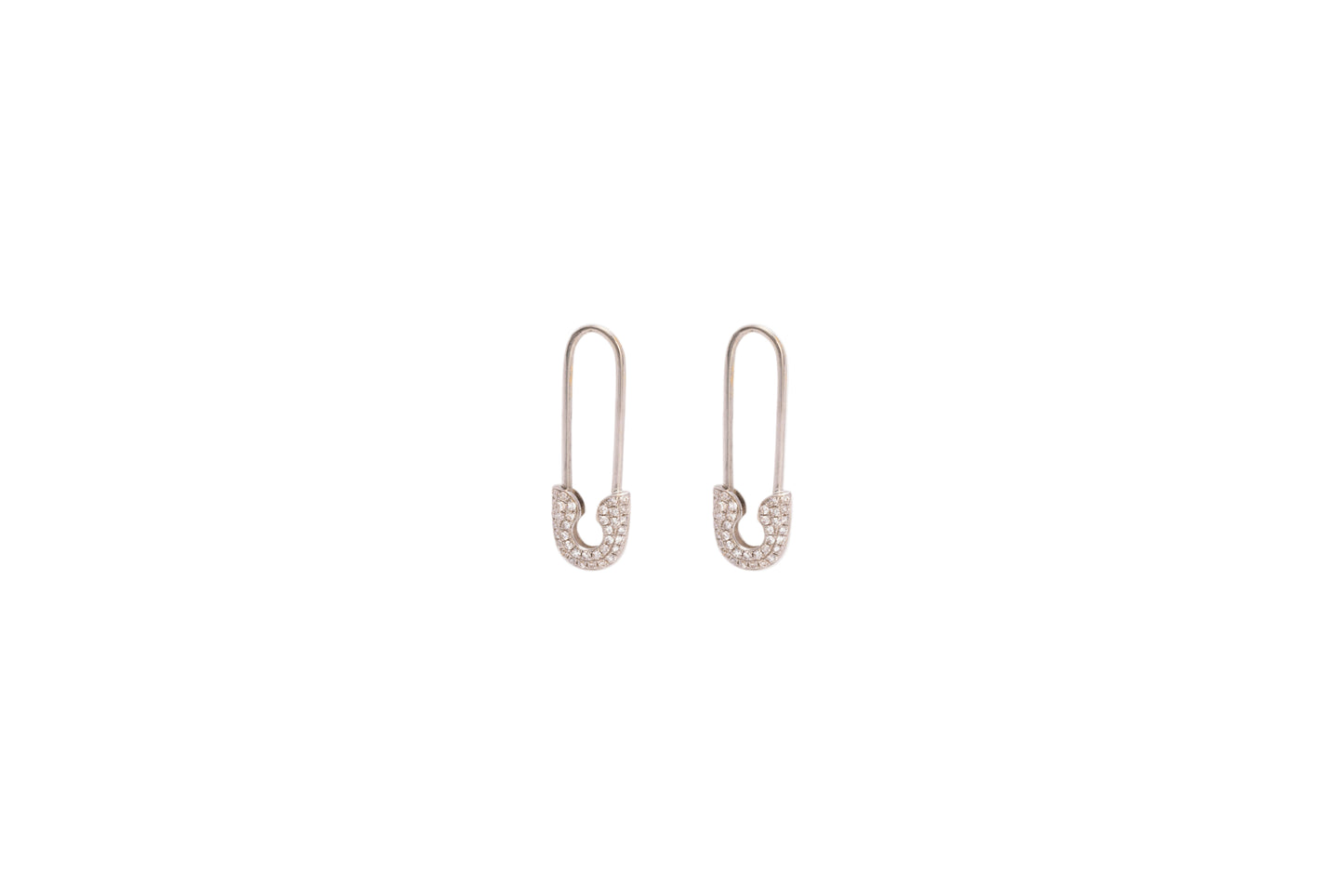 Diamond & White Gold Safety Pin Earrings