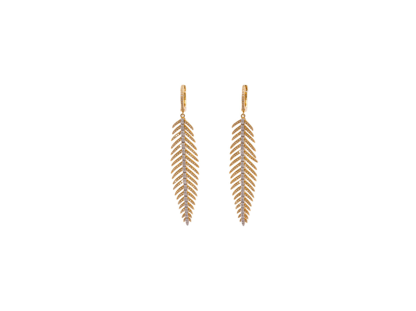 Diamond Feather Earrings