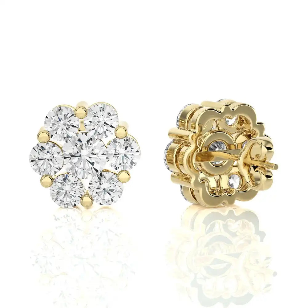 Diamond Blossom Stud Earrings
