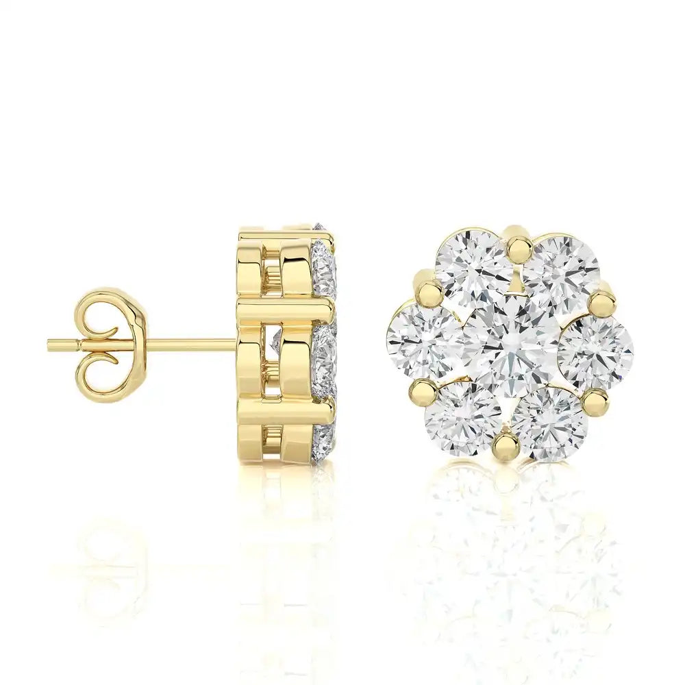 Diamond Blossom Stud Earrings