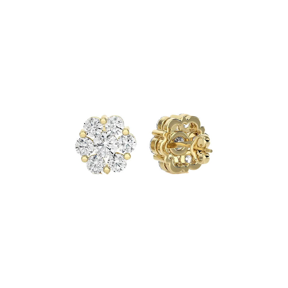 Diamond Blossom Stud Earrings