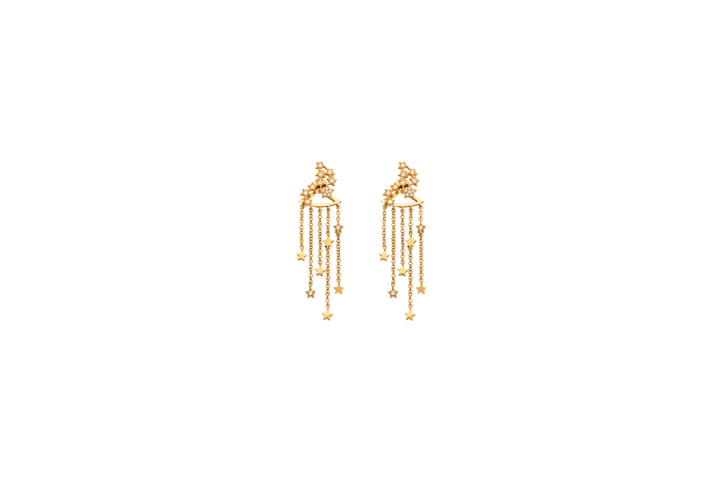 Diamond & Rose Gold Star Chandelier Earrings