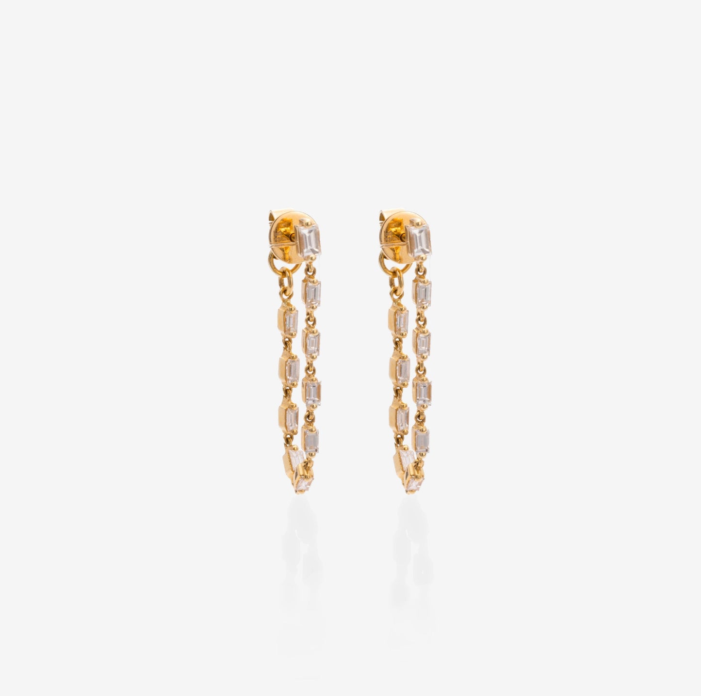 Diamond & Gold Chain Stud Earrings
