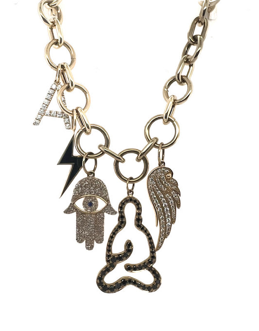 Gold Link Cuban Customizable Charm Necklace