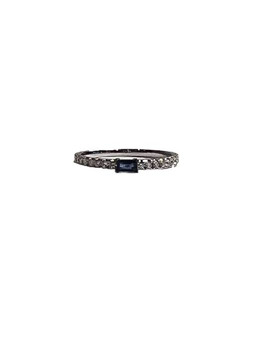 Diamond, Blue Sapphire & White Gold Ring