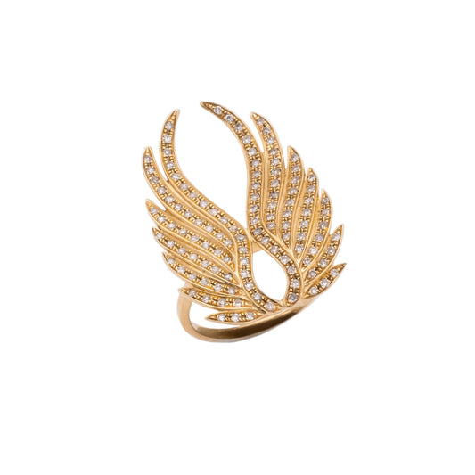 Diamond & Yellow Gold Wing Ring
