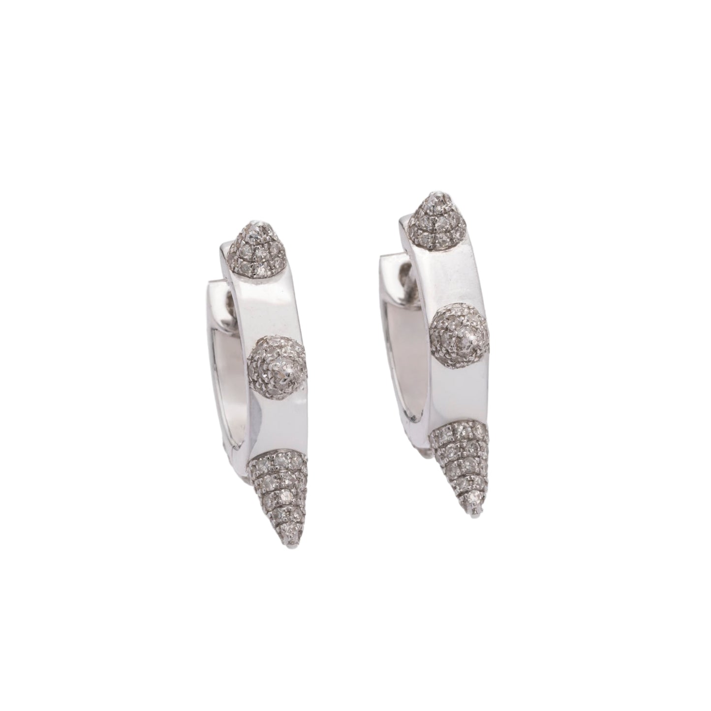 Diamond & White Gold Multi-Cone Huggie Earrings