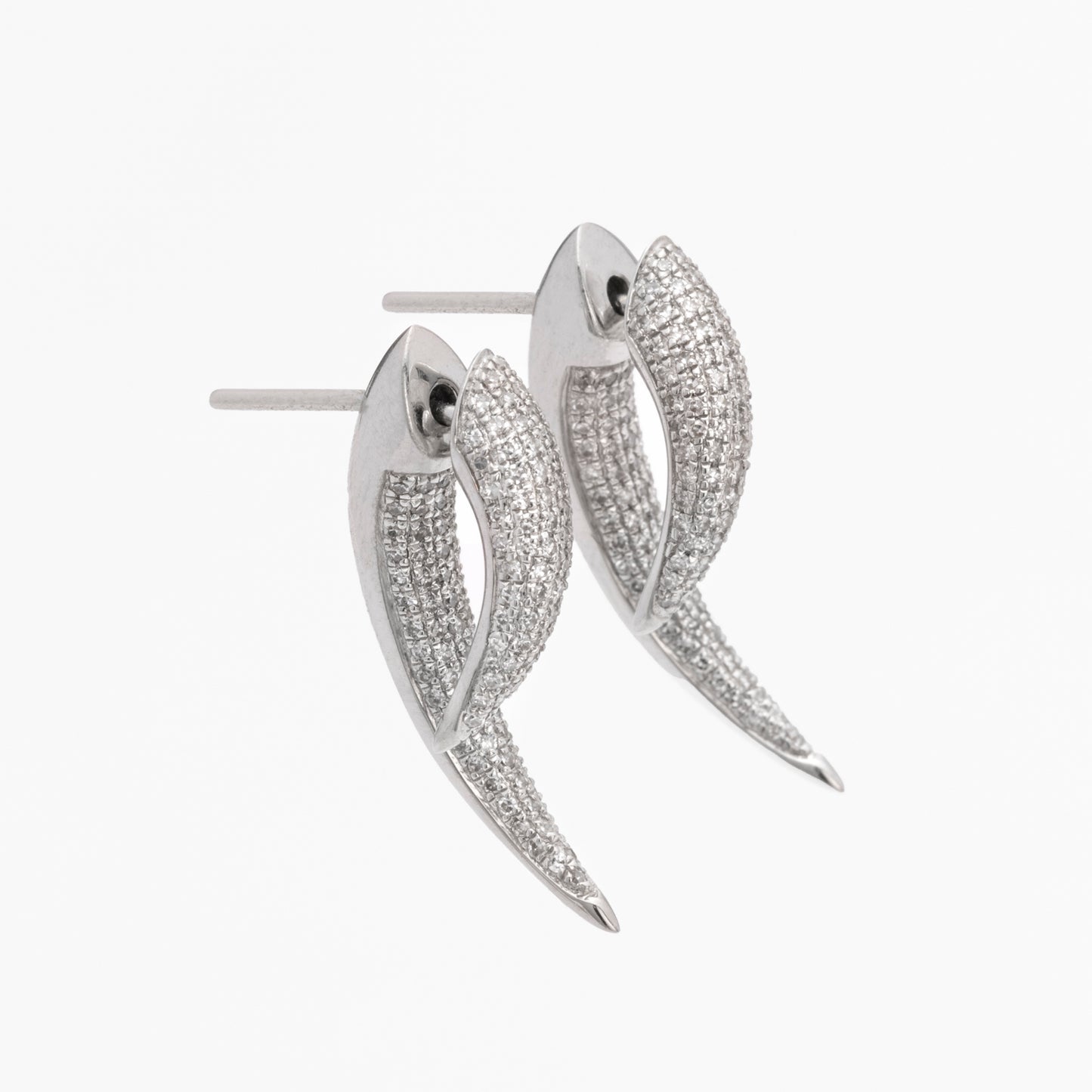 Diamond & White Gold Horn Earrings