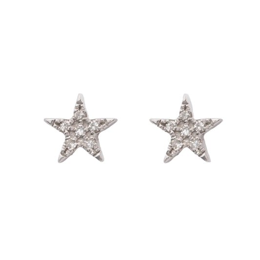 Diamond & White Gold Star Stud Earrings