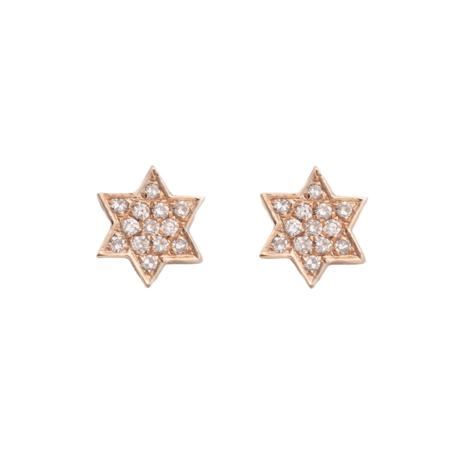 Diamond & Rose Gold Star Of David Stud Earrings