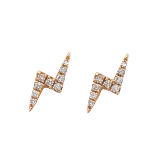 Diamond & Rose Gold Lightning Stud Earrings