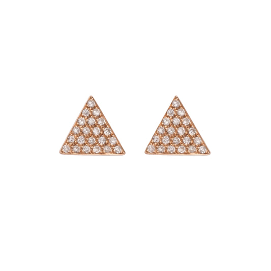 Diamond & Rose Gold Pave Triangle Stud Earrings