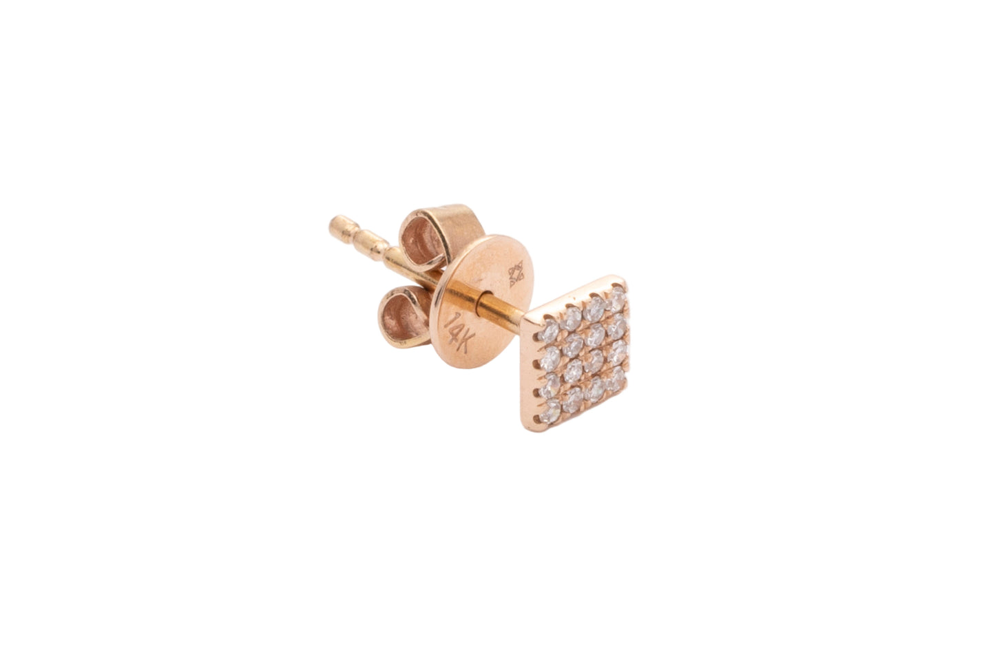 Diamond & Rose Gold Square Pave Earrings