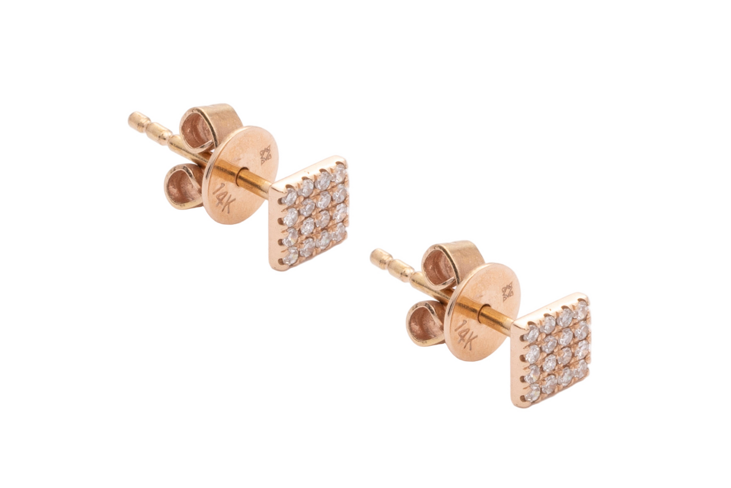 Diamond & Rose Gold Square Pave Earrings