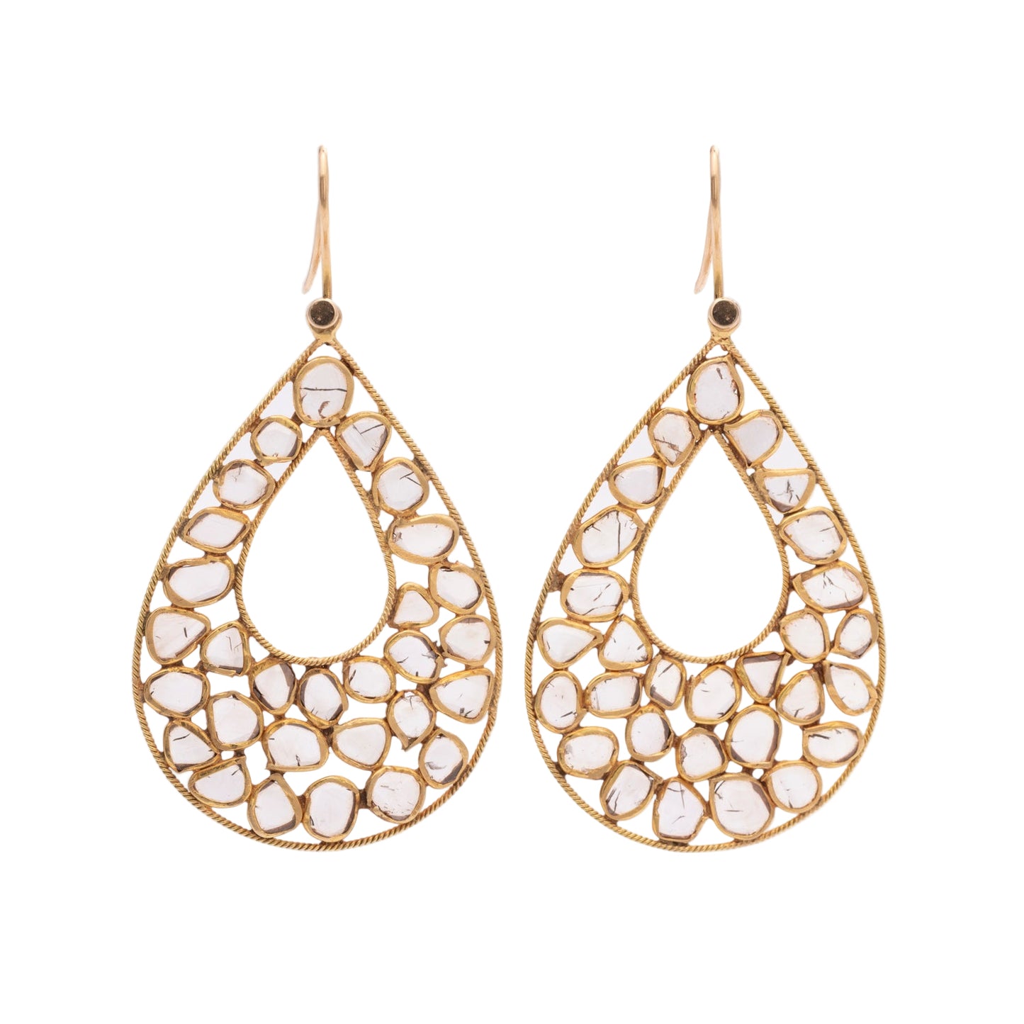 Gold & Diamond Teardrop Earrings
