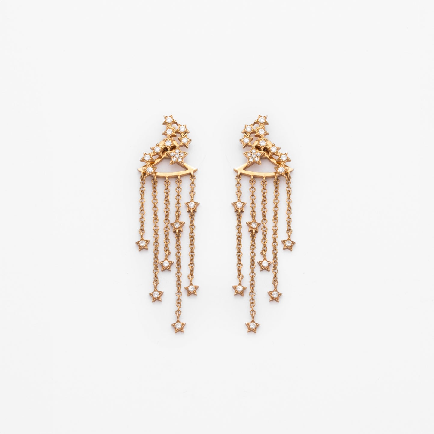 Diamond & Rose Gold Star Chandelier Earrings