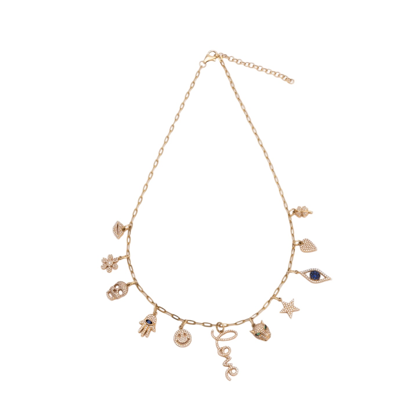 Diamond & Gold Multi-Charm Necklace