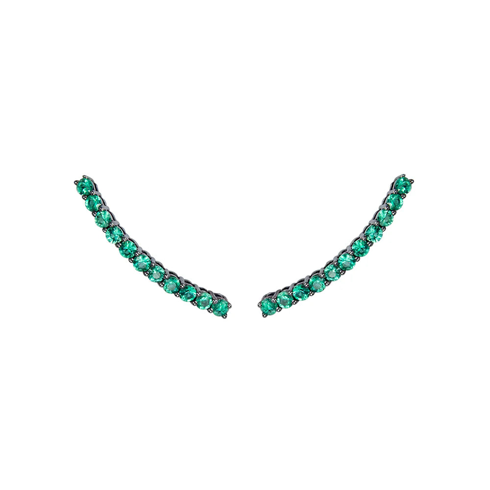 Black Rhodium & Emerald Stud Earrings
