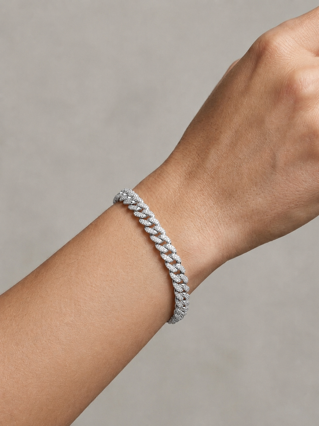 White Gold & Diamond Cuban Bracelet
