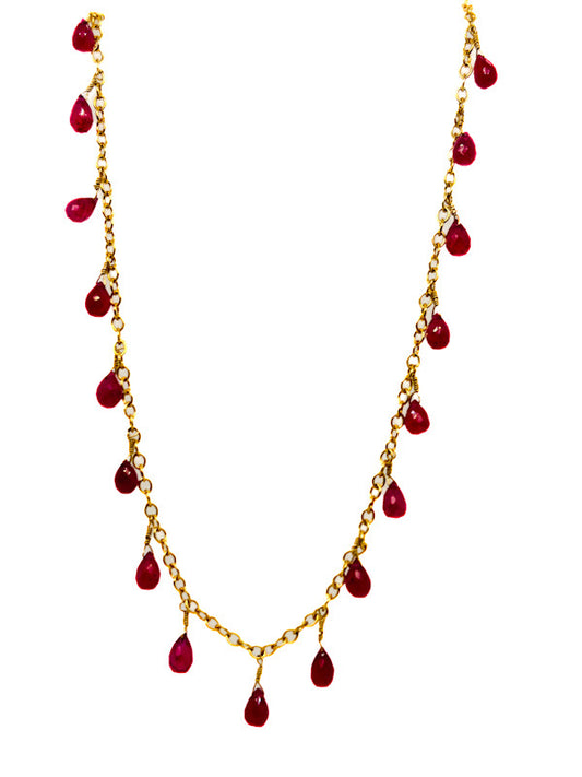 Ruby & Gold Station Necklace