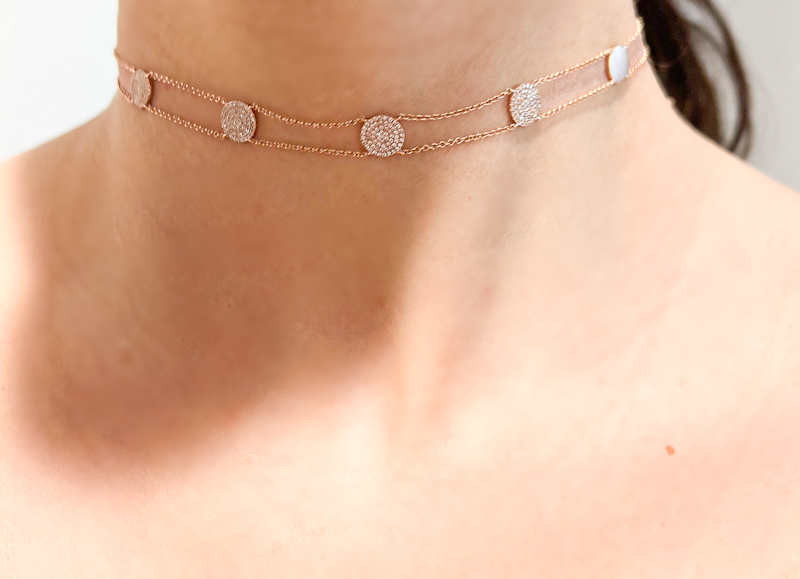 Diamond & Rose Gold Oval Choker