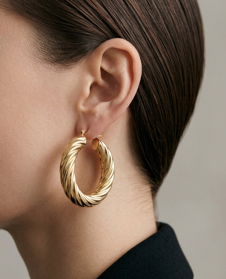 Gold Twisted Hoop Earrings