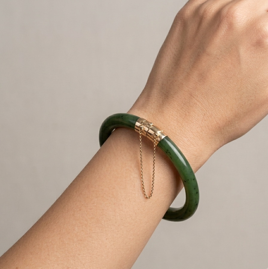 Jade & Gold Cuff Bracelet