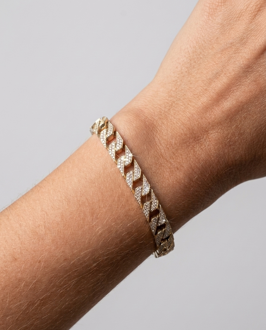 Diamond & Gold Cuban Bracelet