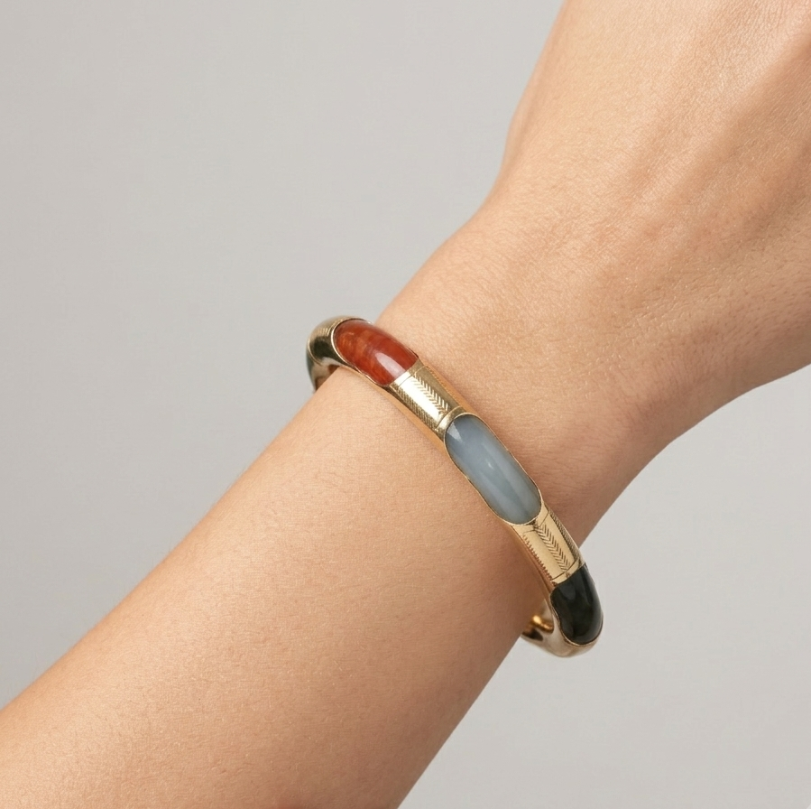 Multi-Stone Gold Cuff Bracelet