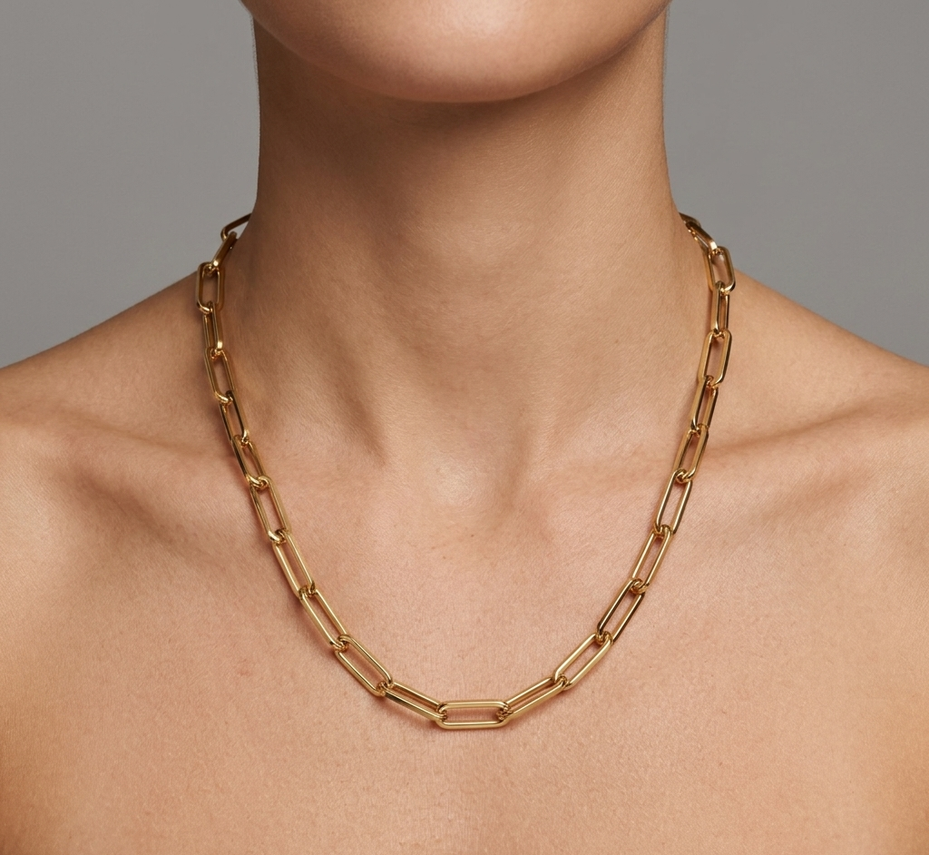 Paper Clip Gold Chain Necklace