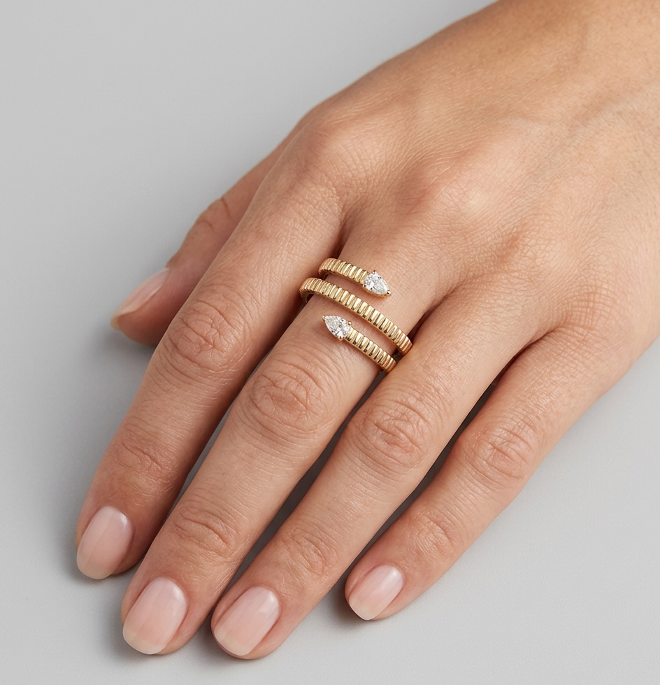 Diamond & Gold Coil Ring