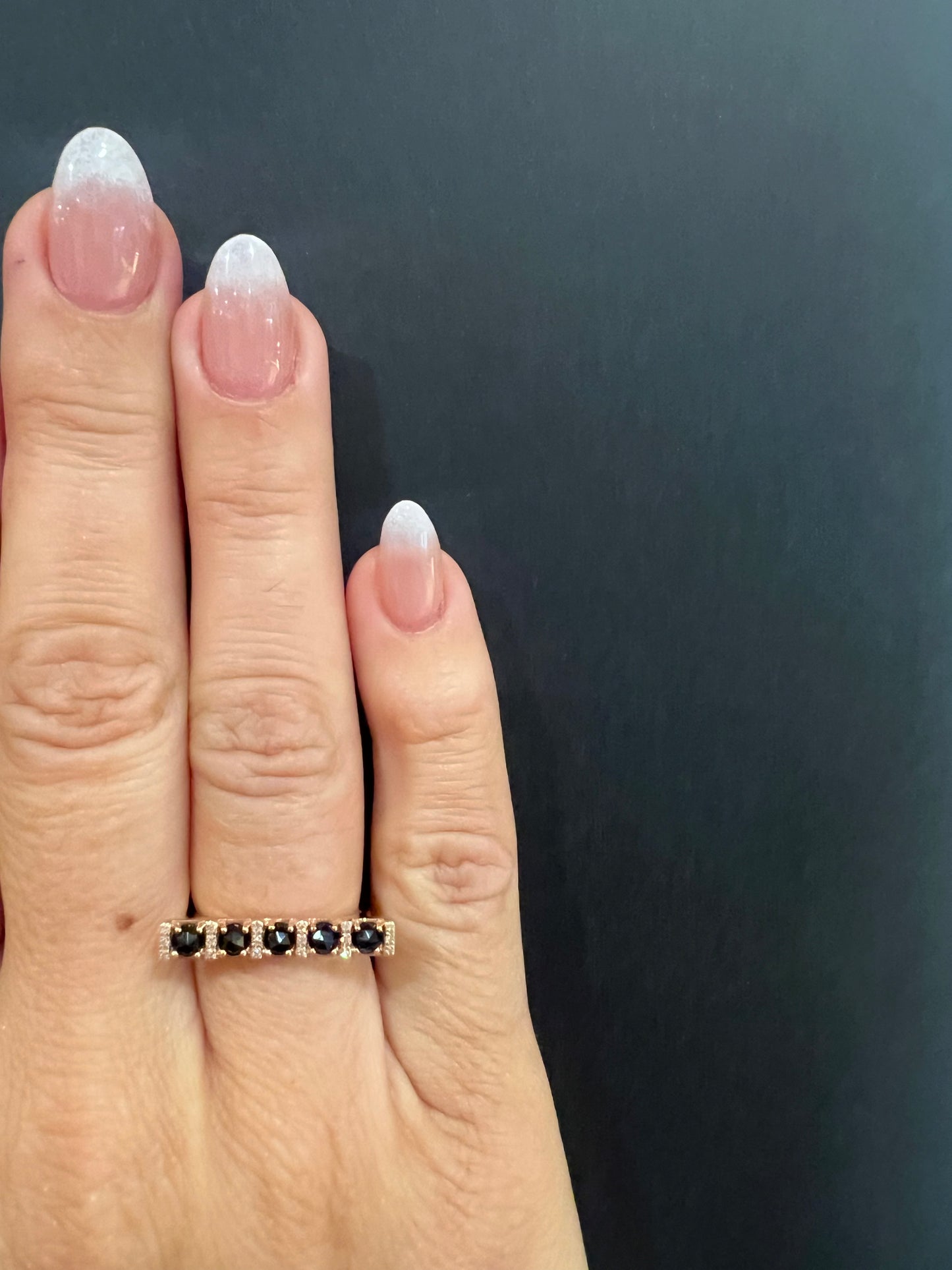 Black Onyx, Diamond & Rose Gold Bar Ring