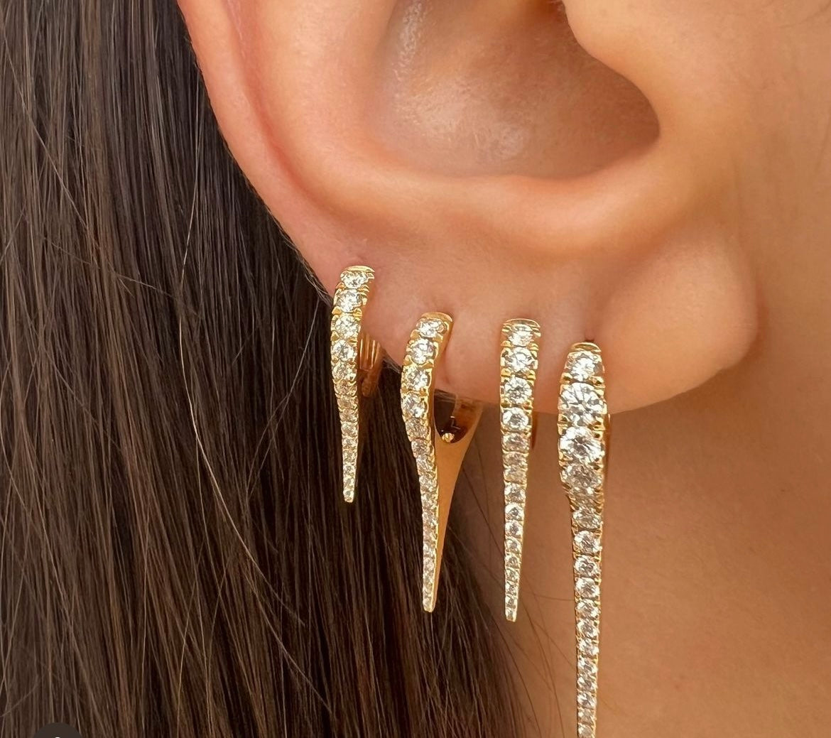 Diamond Spike Huggie Earrings