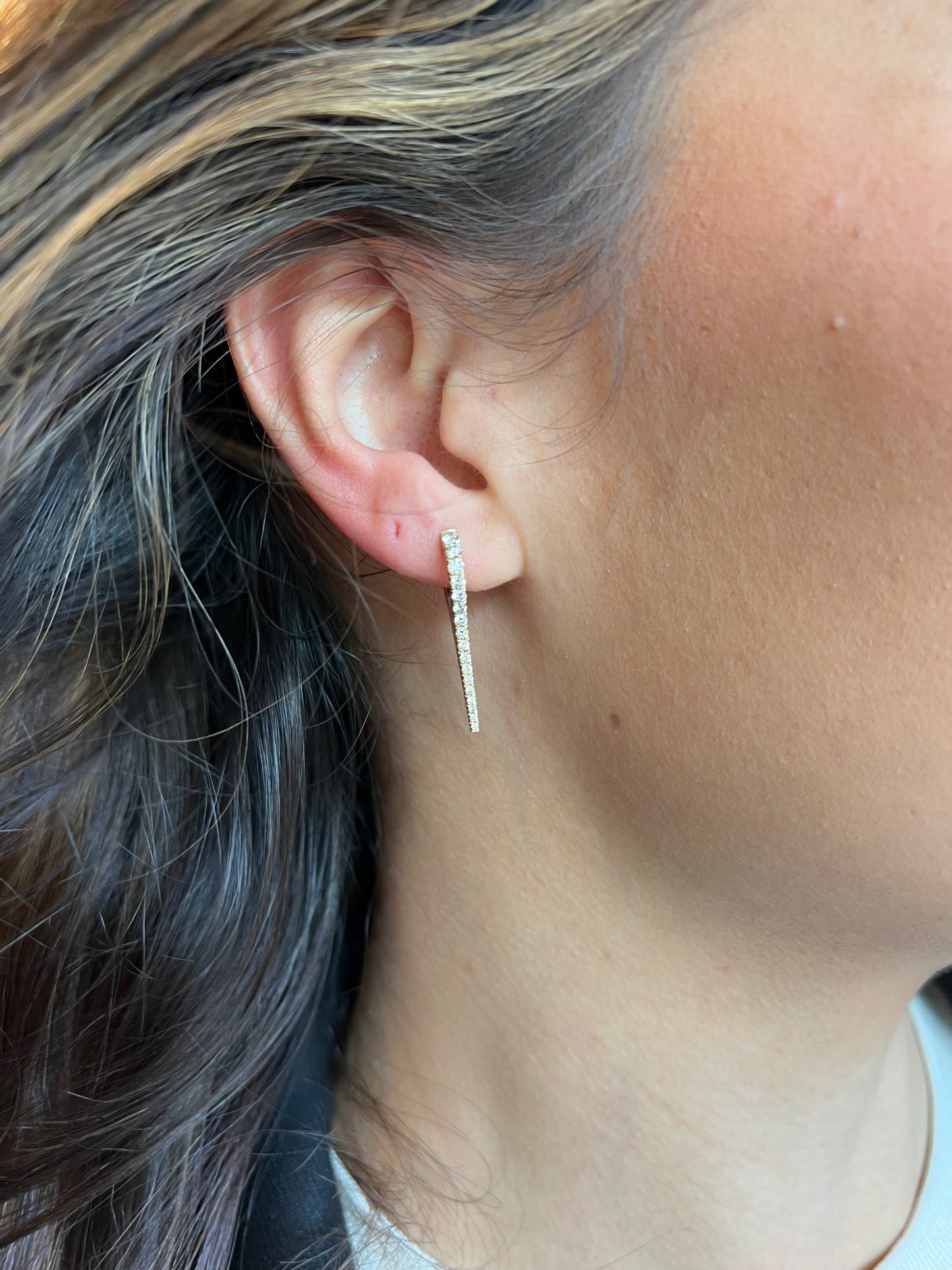 Diamond Spike Huggie Earrings