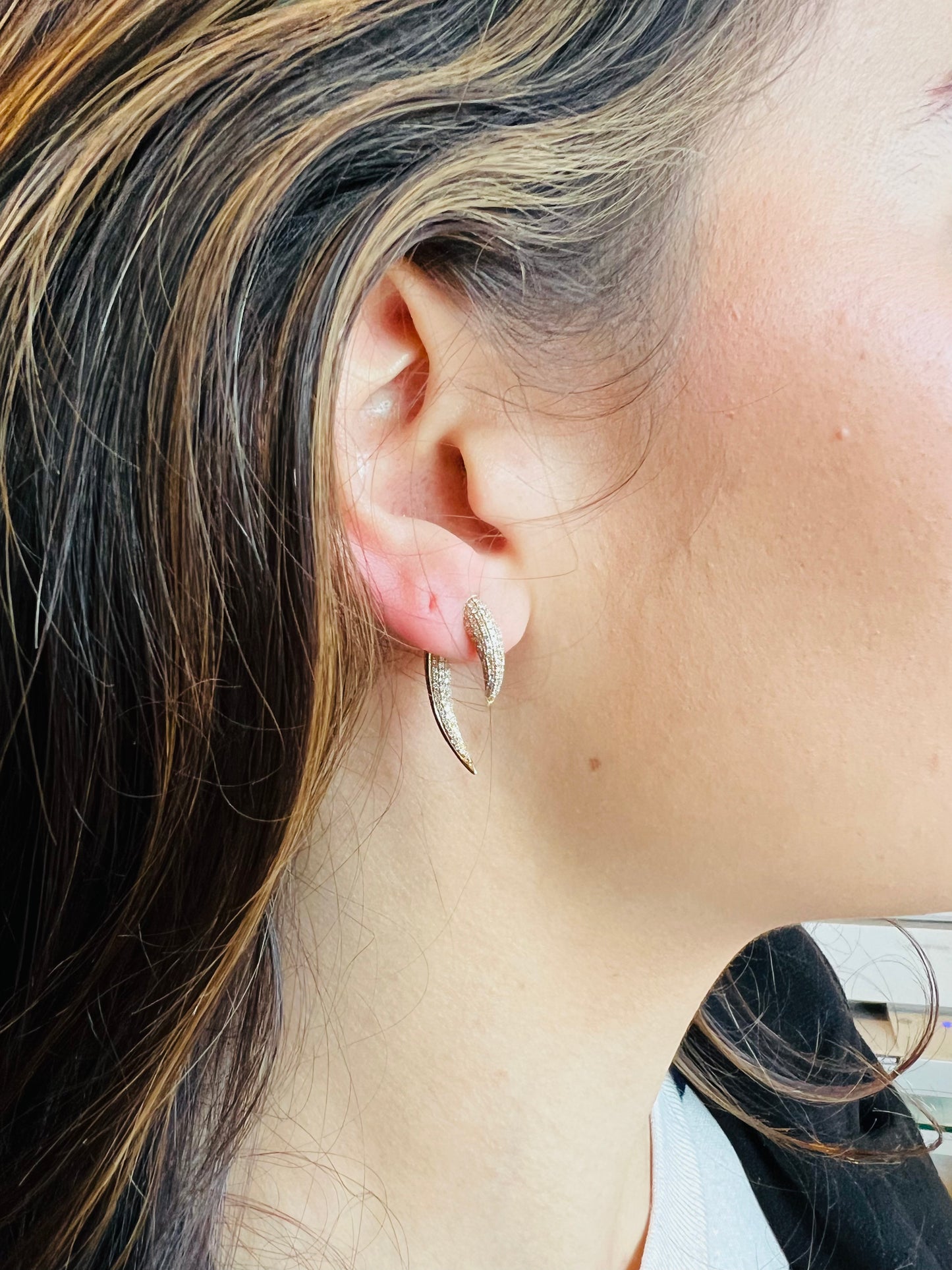 Diamond & Gold Horn Earrings