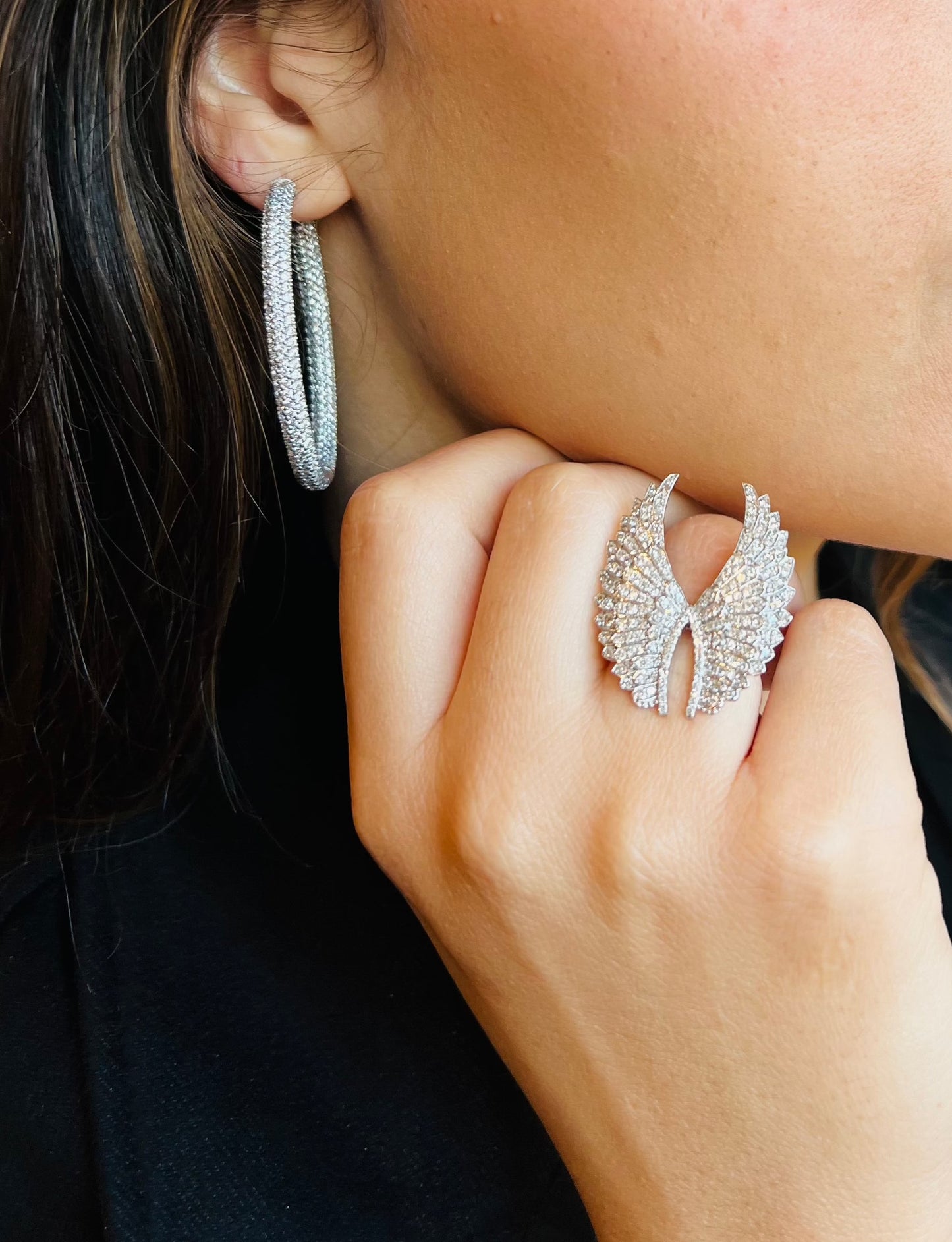 Diamond & White Gold Wing Ring