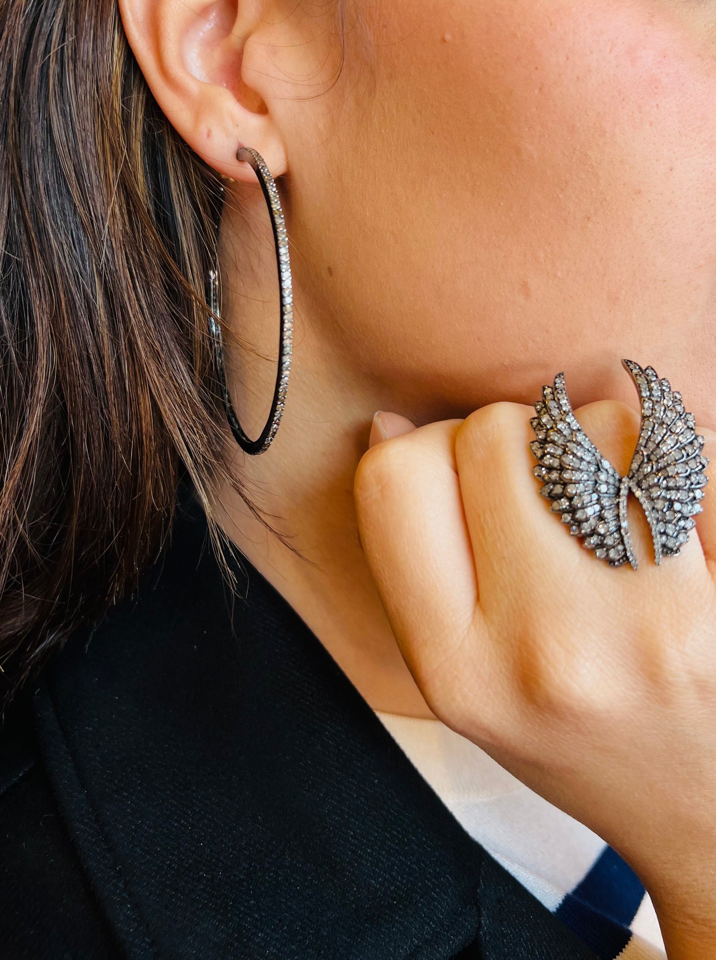 Diamond & White Gold Wing Ring