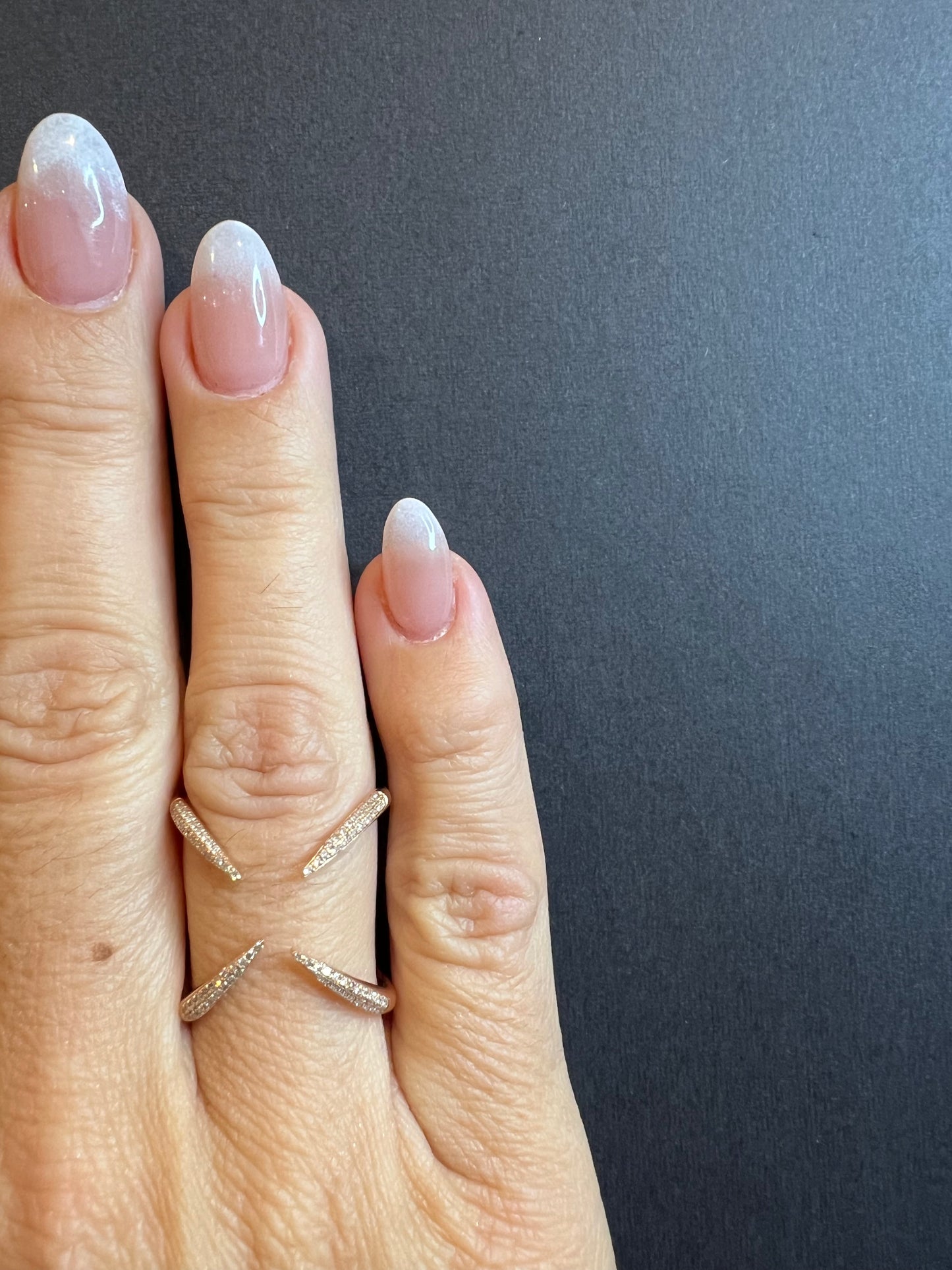 Diamond & Rose Gold Open X Ring