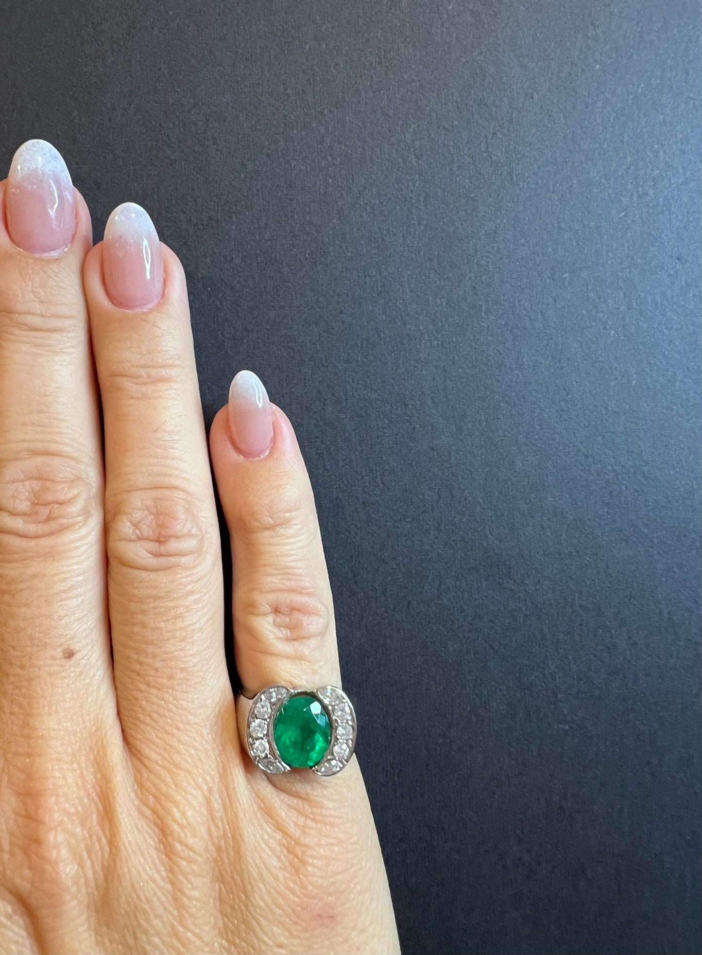 Diamond, Emerald & White Gold Ring