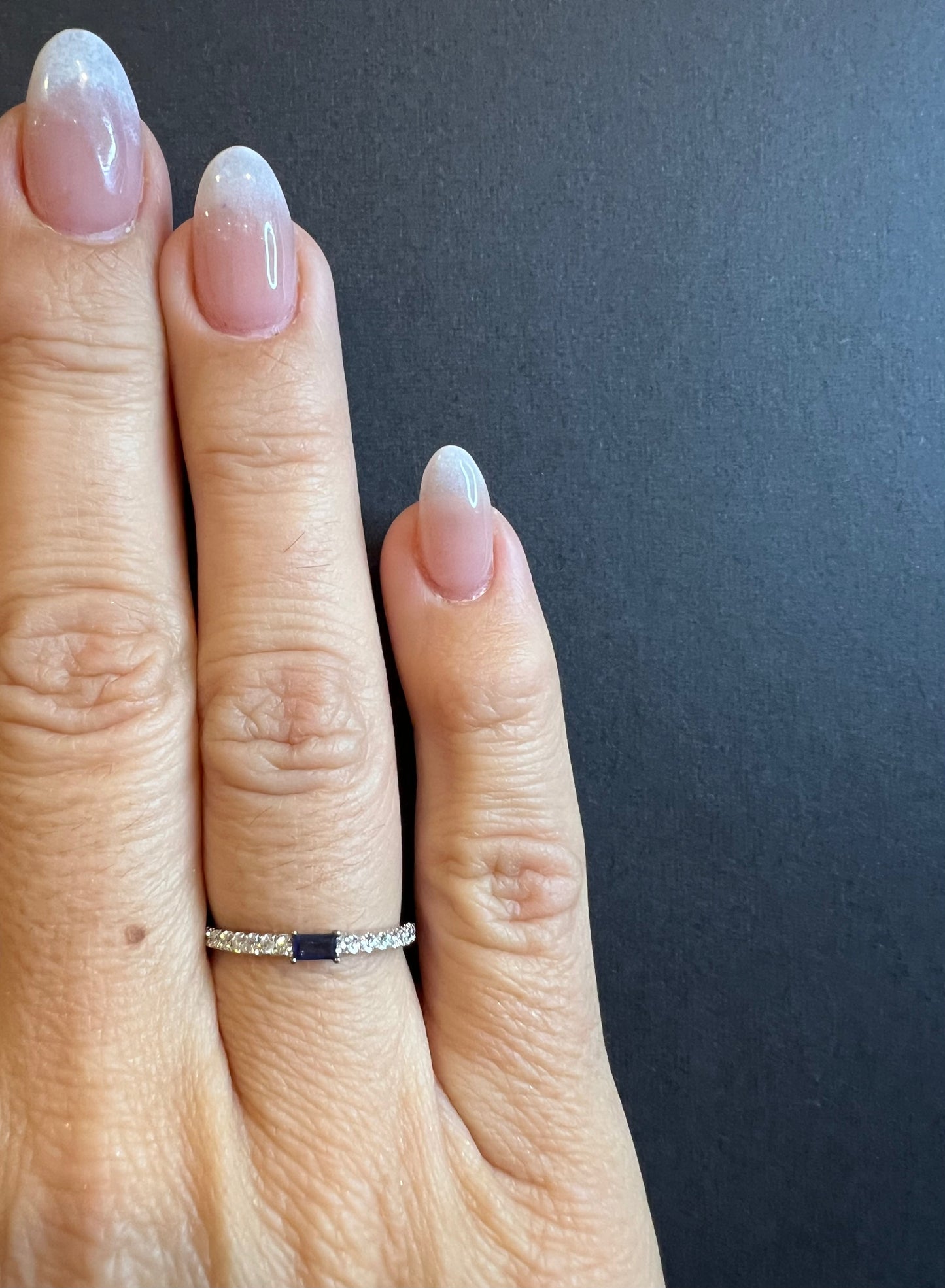 Diamond, Blue Sapphire & White Gold Ring