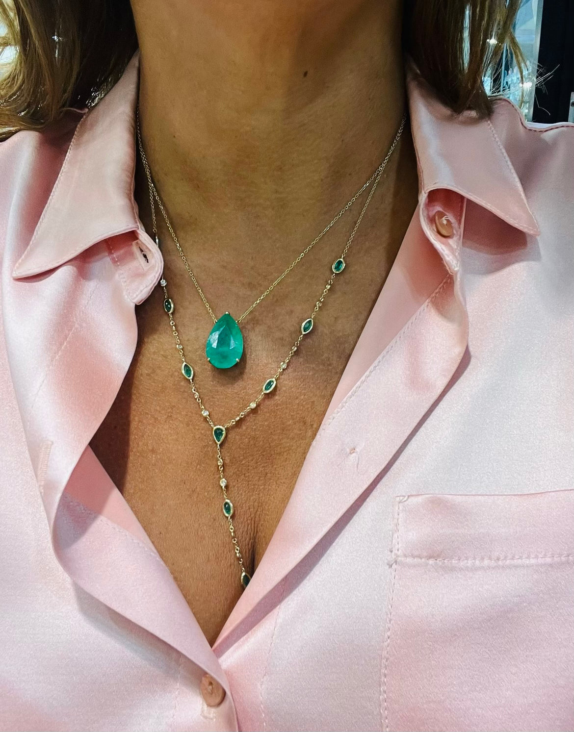 Colombia Emerald & Gold Necklace