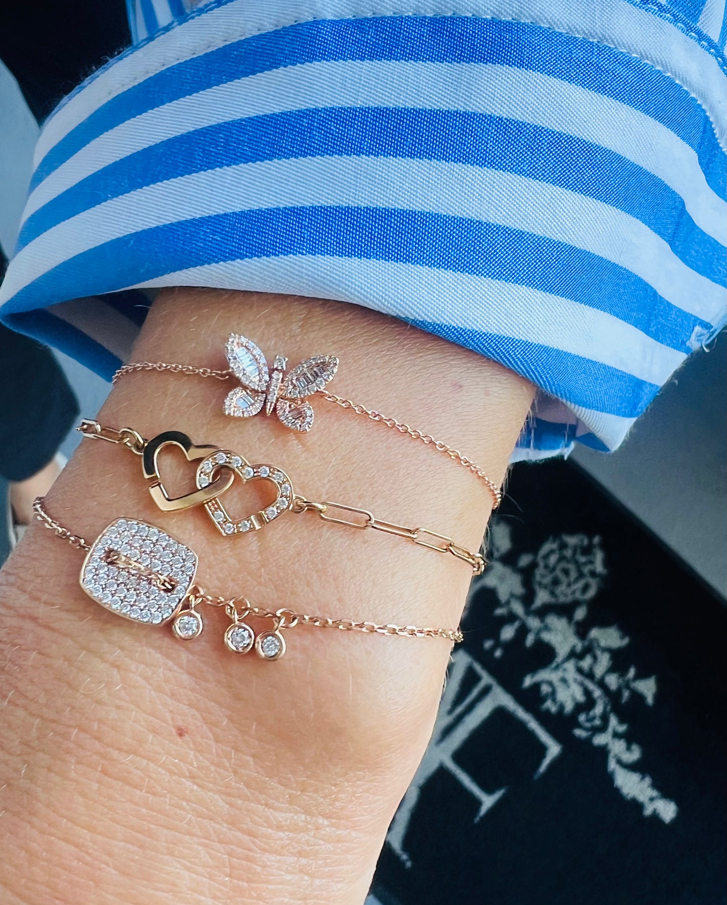 Diamond & Rose Gold Pave Station Bracelet