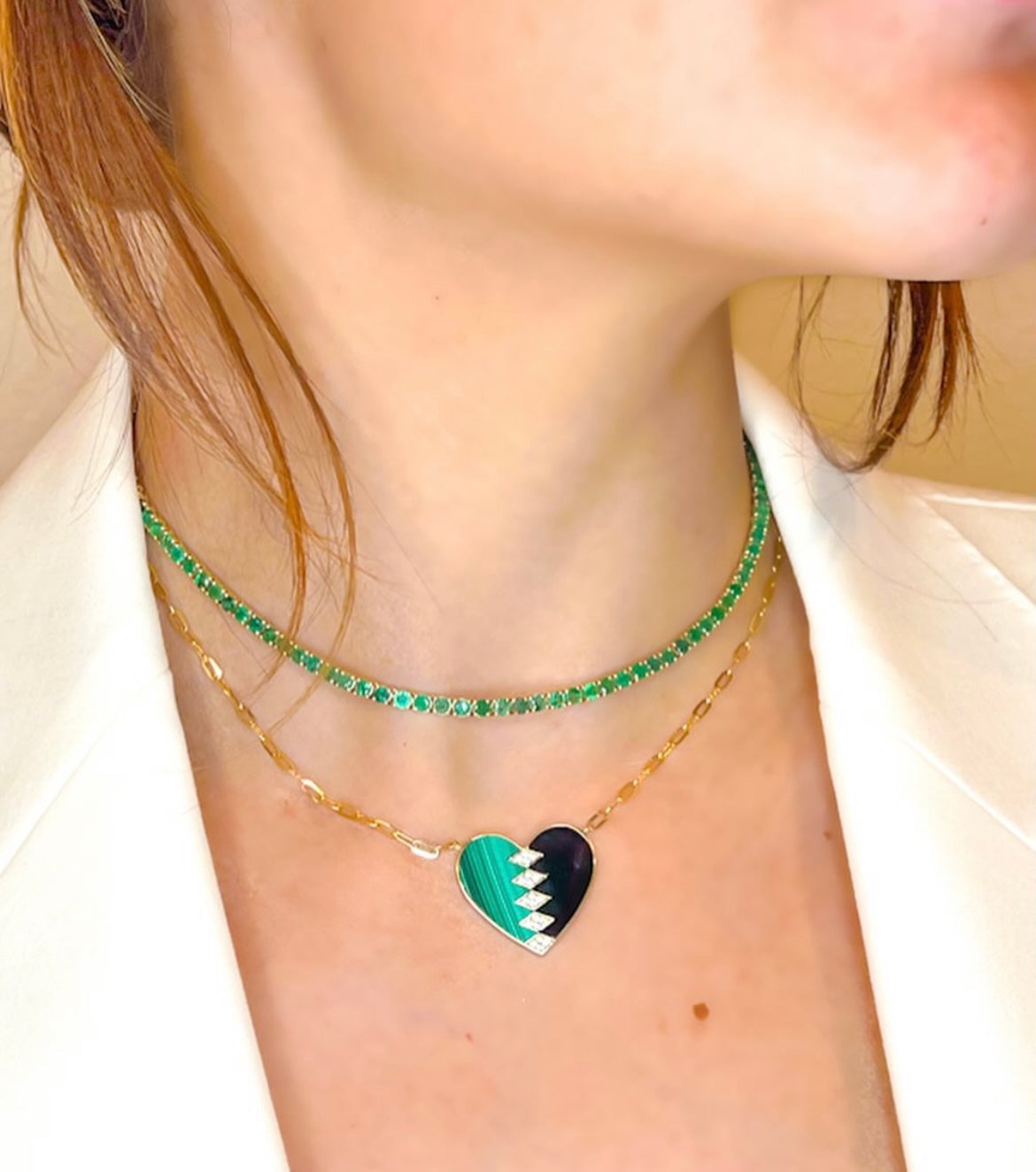 Emerald & Gold Tennis Necklace