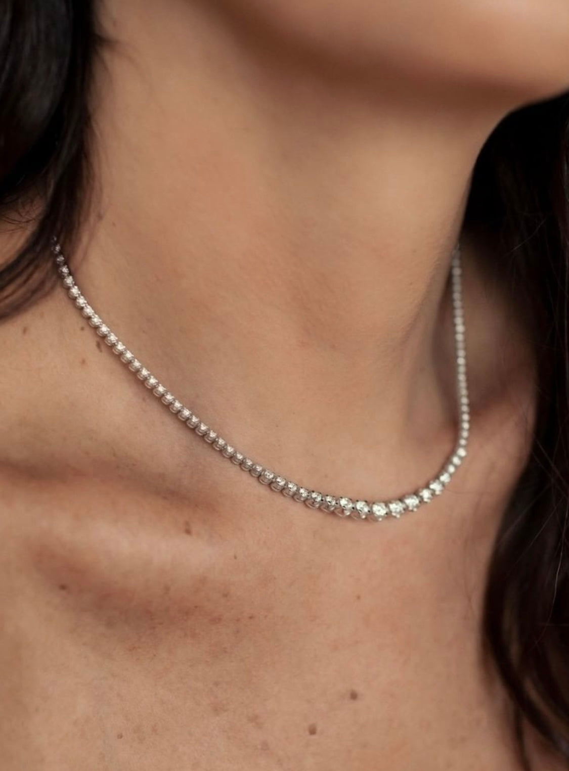 Diamond White Gold Tennis Necklace Small
